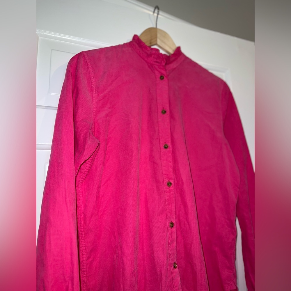 J. Crew Classic-fit ruffleneck Pink shirt in corduroy size 4 - Picture 8 of 15
